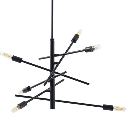 VILUXY Black Modern Chandelier Sputnik Lighting Fixture 6-LightMid-Century Ceiling Pendant Light for Dining Room Bedroom Kitchen Foyer