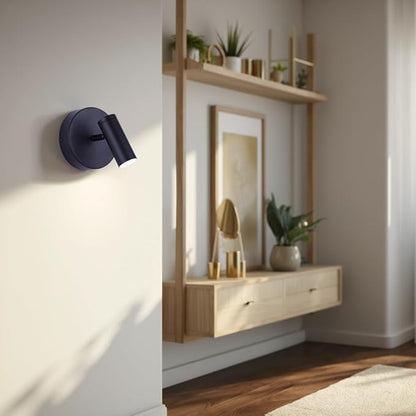 Canarm Kelby Modern Matte Black LED Wall Sconce – 6W Integrated Dimmable Light, 250 Lumens, 3000K, Directional Head, Minimalist Wall or Ceiling Fixture