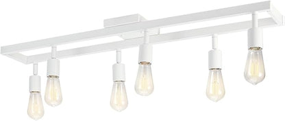 Globe Electric 64000095 36" 6-Light Track Lighting, Matte White, Pivot Sockets, Ceiling Lamp for Bedroom, Kitchen, Hallway, Bathroom, Den, Dining Room, Home Décor