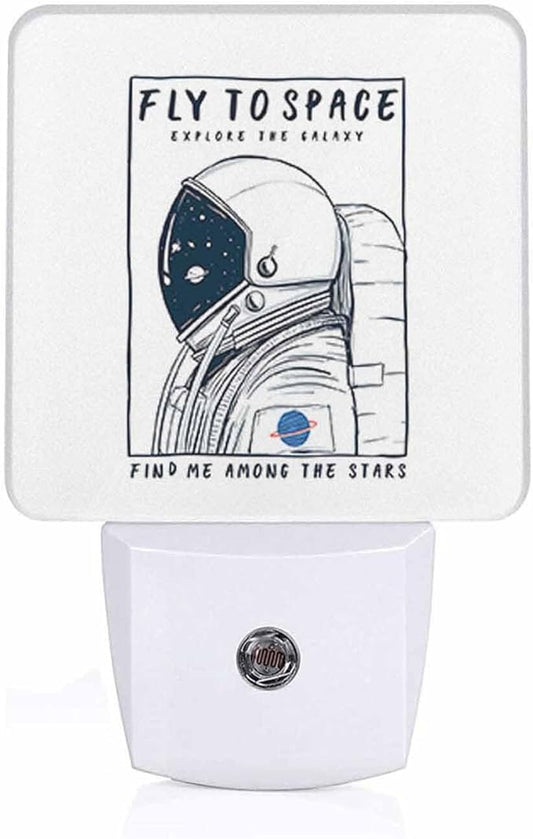 LED Night Light,Astronaut in Space LED Night Light Plug into Wall with Dusk to Dawn Light Sensor White Energy Efficient Nightlight for Bedroom Bathroom Hallway Living Room Kitchen