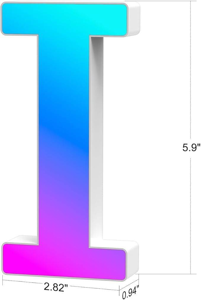 Light Up Letters Marquee Letter - Music Sync RGB Color Changing LED Lights Letter Logo Game Lights for Girls Women Party Birthday Christmas Valentine's Day Wall Desktop Decoration (MRGB-I)