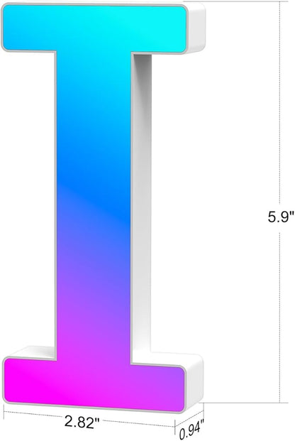 Light Up Letters Marquee Letter - Music Sync RGB Color Changing LED Lights Letter Logo Game Lights for Girls Women Party Birthday Christmas Valentine's Day Wall Desktop Decoration (MRGB-I)