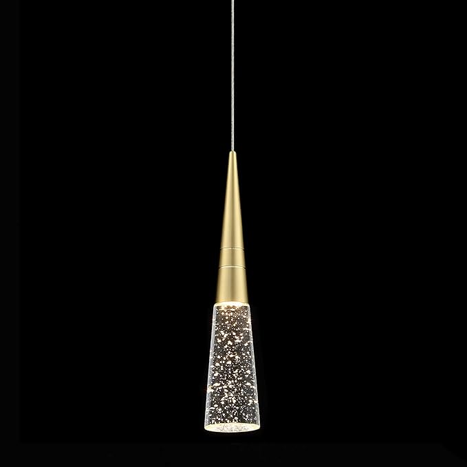 JoollySun Modern Crystal Pendant Light: Gold Mini Cone Hanging Light Fixtures for Kitchen Island Bathroom