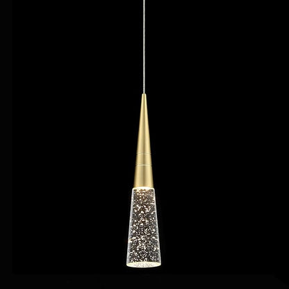 JoollySun Modern Crystal Pendant Light: Gold Mini Cone Hanging Light Fixtures for Kitchen Island Bathroom