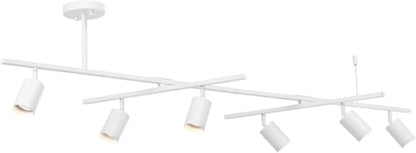 Globe Electric West 64" 6-Light Track Lighting, Matte White, Center Swivel Bars, Bulb Not Included