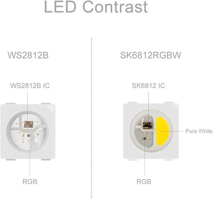 BTF-LIGHTING RGBW RGB+Natural White SK6812 (Similar WS2812B) 4 Colors in 1 LED Strip Individually Addressable 16.4ft 60Pixel/m 300LED Light Dream Color IP65 DC5V Black PCB (No Adapter or Controller)