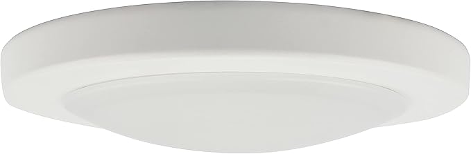 Design House 588160 Paxton Modern Integrated LED Disk Light Indoor/Outdoor Ceiling Flush Mount Dimmable with White Lens Shade for Bathroom Entryway Living Room, White, Satin Nickel