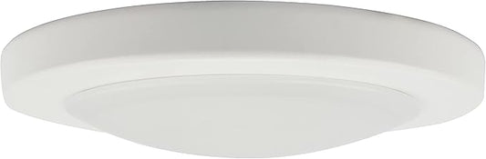 Design House 588160 Paxton Modern Integrated LED Disk Light Indoor/Outdoor Ceiling Flush Mount Dimmable with White Lens Shade for Bathroom Entryway Living Room, White, Satin Nickel