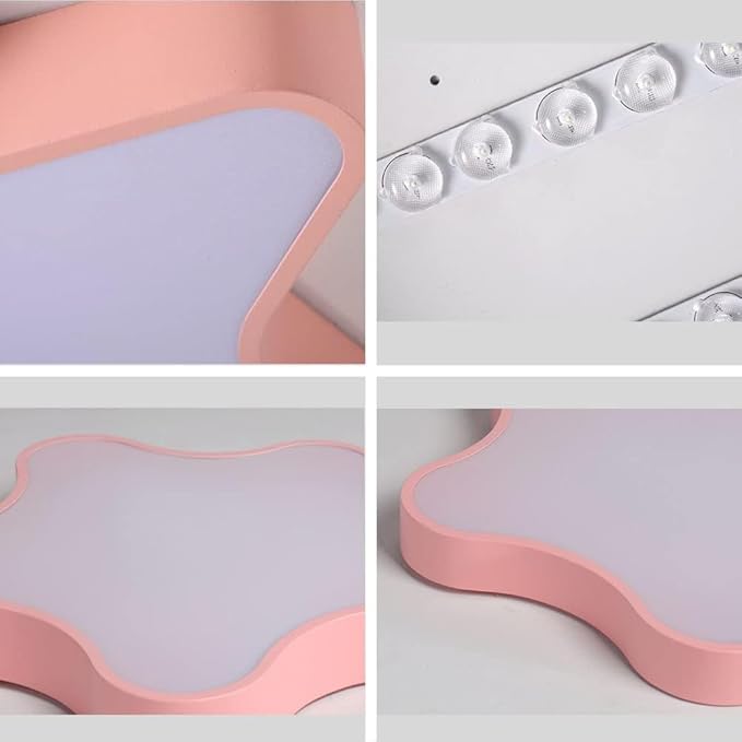 LED Ceiling Light Fixture, Modern Pentagram Recessed Ceiling Lights, 3000K-6000K Dimmable Light, Close to Lighting Flush Mount Living Room Pendant Lamps (Pink, 16inch)