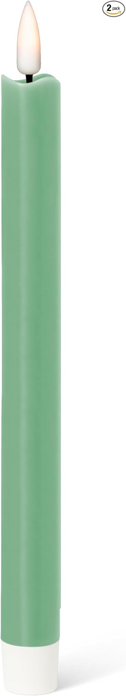 Abbott Collection Wax LED Flameless Taper Candle. Set of 2 - Sage Green (9.5" H)