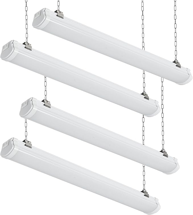 2FT Linkable 20W LED Shop Lights Warm White 5000K Utility Shop Lights 2000LM for Garages Shop, Linear Work Light Fixture Hanging or FlushMount with Plug, ETL 4 Pack