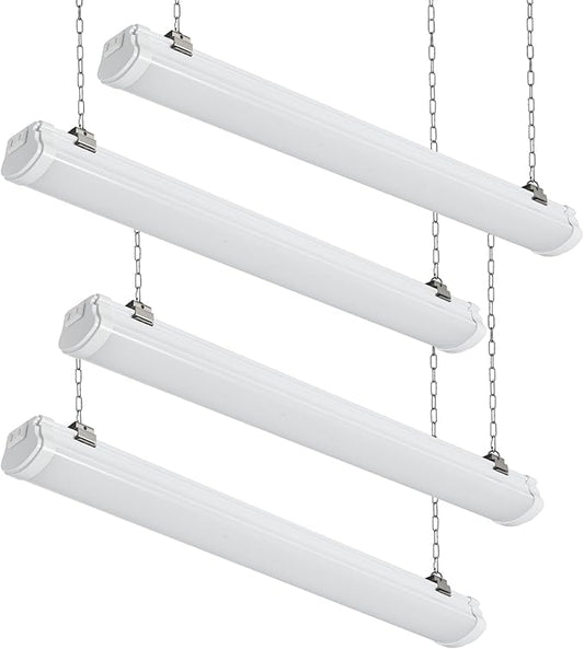 2FT Linkable 20W LED Shop Lights Warm White 5000K Utility Shop Lights 2000LM for Garages Shop, Linear Work Light Fixture Hanging or FlushMount with Plug, ETL 4 Pack