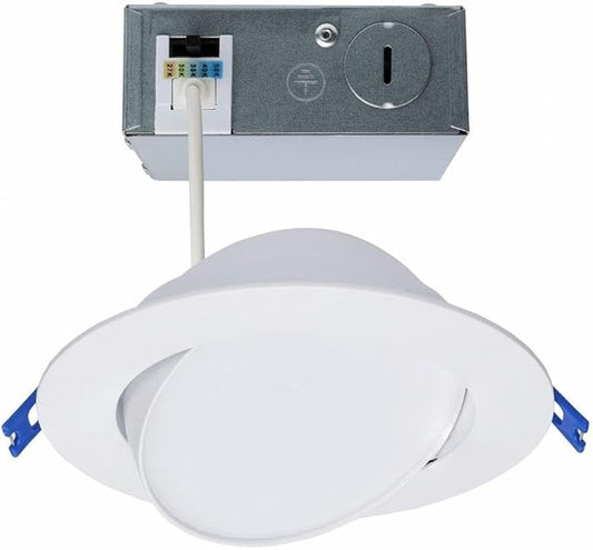 Satco CCT Selectable LED Low Profile Directional Downlight with Remote Driver, 6 Inches, White