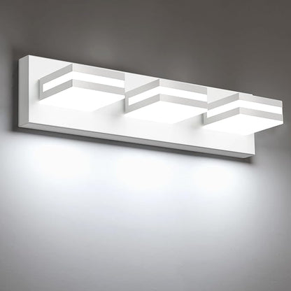 IZORRO LED Modern Bathroom Lights Fixtures(3-Light,Dimmable,360°Rotate),Matte White Acrylic Wall Lighting,Vanity Lights for Bathroom Over Mirror - 6000k 16In （No Assembly Required）