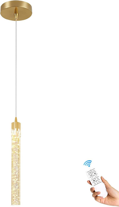ykolupty Mini Chandelier Modern LED Gold Pendant Lights for Kitchen Island Small Crystal Hanging Light Dimmable 2700k-6000k