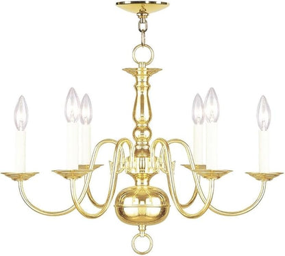 Livex Lighting 5006-04 Williamsburgh 6 Light Black Chandelier, Black/Antique Brass