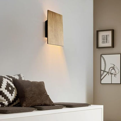 Wall Lights for Living Room with Switch,Nature Wood Wall Lamp in Modern Design,Vintage Led Wall Sconce Up and Down Indoor for Bedroom,Hallway,Hotel,Retro Night Lamp Warm White,8w,1pack