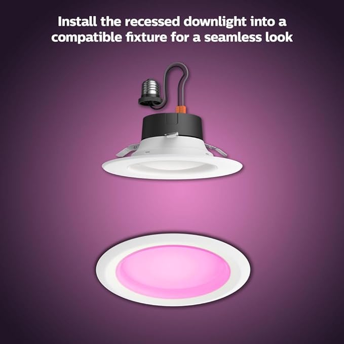 Philips Hue Smart Retrofit Recessed 5/6 Inch LED Downlight 1 Pack - White and Color Ambiance Color-Changing Light 1100LM - Control with Hue App - Compatible with Alexa, Google Assistant, Apple Homekit