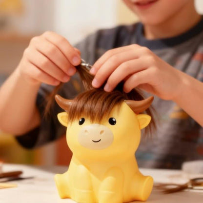 Cute Highland Cow Night Light, LED Squishy Night Lamp, 2 Levels Dimmable Timer Nursery Nightlight for Kids, Rechargeable Touch Lamp, Dorm Decor, Kids Funny Gifts (Highland Cow)