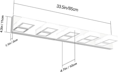 Ralbay Chrome Bathroom Vanity Lighting Fixtures Acrylic Rotable 360° LED Modern Bathroom Vanity Light Over Mirror (6000K White Light)