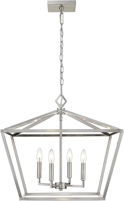 ML Lighting 3294-SN Transitional Four Light Pendant from None Collection in Pewter, Silver Finish, Satin Nickel