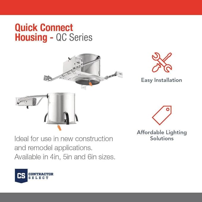 Juno 4" Quick Connect Housing for LED Recessed Lights for New Construction, IC Rated, Air-Loc Sealed LED Recessed Light Housing, Includes Prewired Junction Box for Ceiling Lighting, 6-Pack
