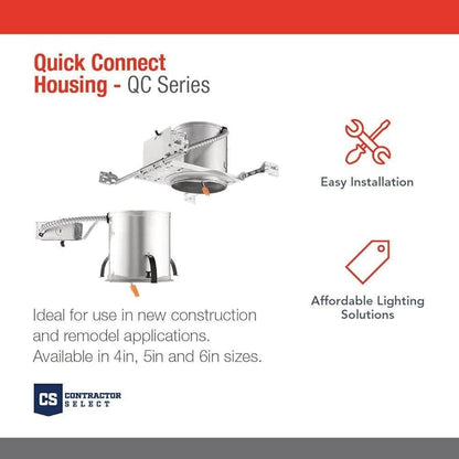 Juno 4" Quick Connect Housing for LED Recessed Lights for New Construction, IC Rated, Air-Loc Sealed LED Recessed Light Housing, Includes Prewired Junction Box for Ceiling Lighting, 6-Pack