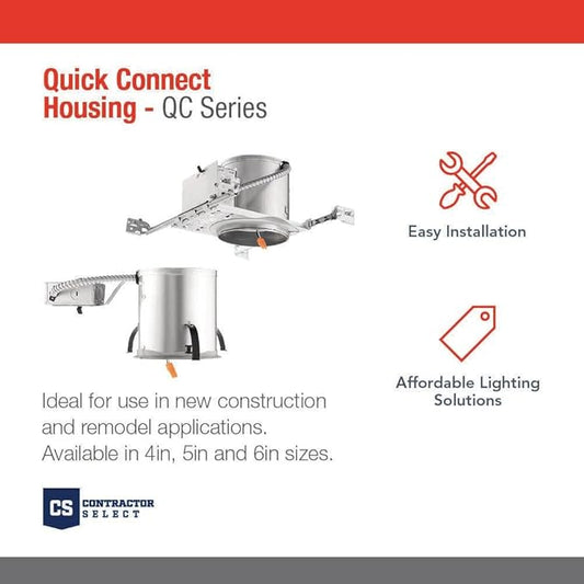 Juno 4" Quick Connect Housing for LED Recessed Lights for New Construction, IC Rated, Air-Loc Sealed LED Recessed Light Housing, Includes Prewired Junction Box for Ceiling Lighting, 6-Pack