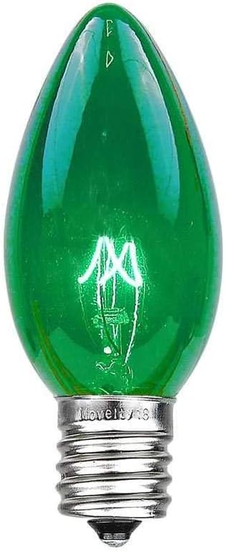 Novelty Lights C9 Green Christmas String Light Set - Outdoor Christmas Light String - Hanging Christmas Lights - Roofline Light String - Outdoor Patio String Lights - Brown Wire - 25 Foot