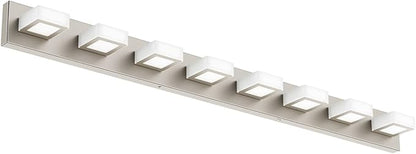Ralbay 8-Light Brushed Nickel Bathroom Vanity Lights Metal Acrylic LED Modern Bathroom Wall Lighting Fixtures Over Mirror