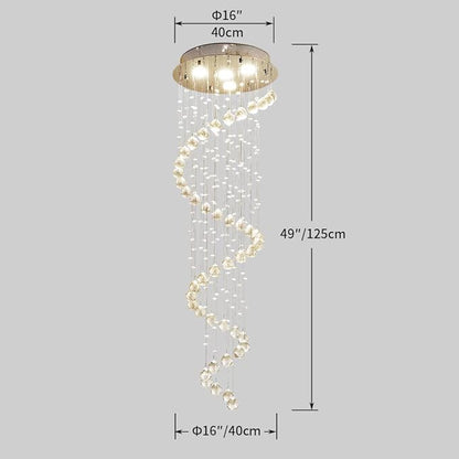 AGV LIGHTING Modern Crystal Chandelier, 4-Light Pendant, H50 x D16, White, Indoor, Bedroom, Dining Room, Living Room, Lobby