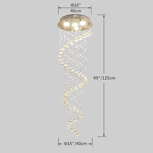 AGV LIGHTING Modern Crystal Chandelier, 4-Light Pendant, H50 x D16, White, Indoor, Bedroom, Dining Room, Living Room, Lobby