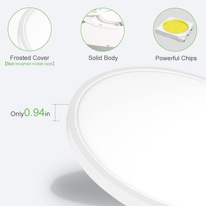 LightingWill 15.7 Inch LED Flush Mount Ceiling Light Fixture, 2800K Warm White, 3800LM, 32W, Flat Modern Round Lighting Fixture, 320W Equivalent White Ceiling Lamp for Kitchens, Bedrooms.etc.