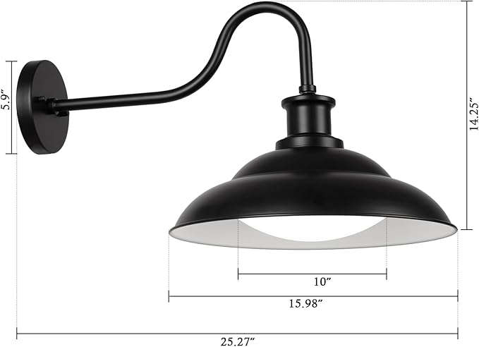 LED Outdoor Barn Lights, 16 Inch Large Farmhouse Exterior Wall Mount Light with Adjustable Color Temperature, Industrial Black Porch Light Outside for Garage Doorway