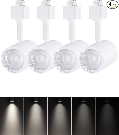 LEONLITE Studio Series 8.5W LED H Track Lighting Heads, ETL FCC, Dimmable Retail Track Light Heads for Store Shop Cafe, 600LM, CRI90, H Track Lighting, 4000K Cool White, Matte White, Pack of 4