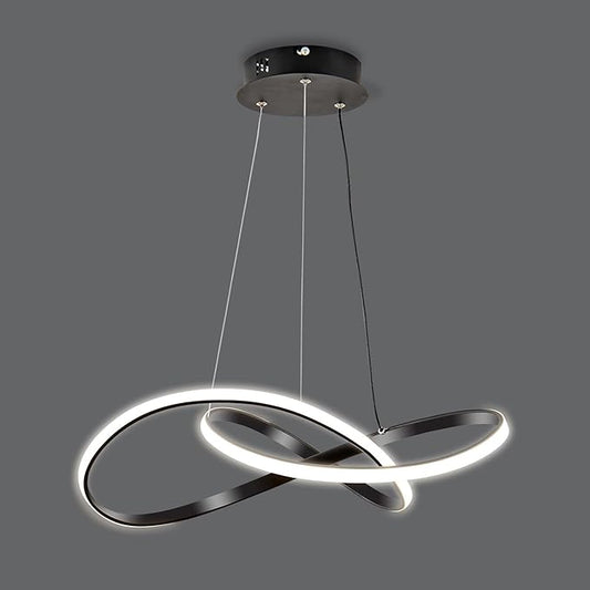 Modern LED Pendant Light Fixture，Black Contemporary Ceiling Hanging Fixture with Irregular Ring Lights for Dining Living Room Bedroom Kitchen Island Cafe（4000K，Neutral Light ）