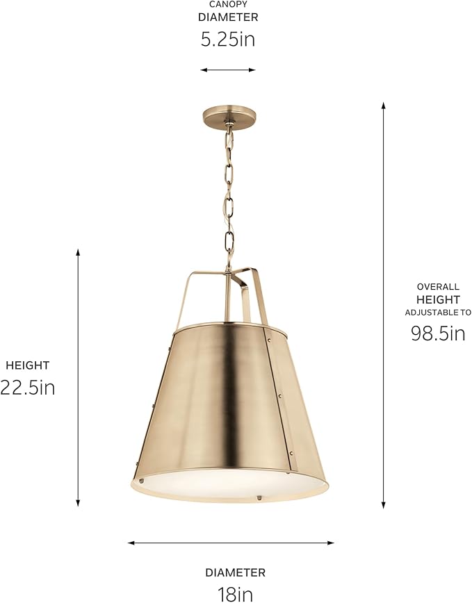 Kichler Etcher 2-Light Pendant Light Fixture, Kitchen Island Hanging Pendant with Etched Painted White Glass Diffuser in Champagne Bronze for Dining Room (22.5" x 18"), 52711CPZ