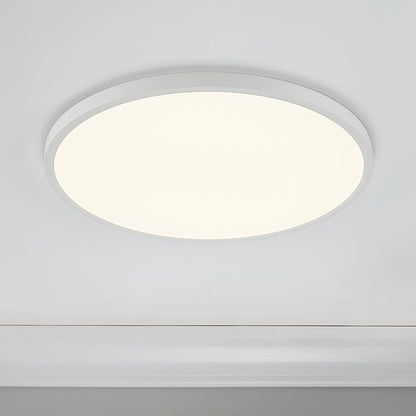 Maxxima 16 in. LED Flush Mount Ceiling Light, 3500 Lumens, 5 CCT 2700K/3000K/3500K/4000K/5000K Panel Light, White Trim Round Fixture, Dimmable for Modern Bedroom, Kitchen, and Living Room Lighting