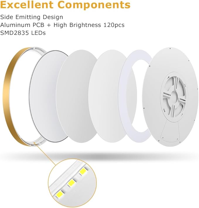 9Inch LED Ceiling Light Flush Mount Fixture, 18W(180W Equivalent), 1800LM, 4000K Natural White, IP40, Flat Modern LED Ceiling Lights for Bedrooms, Living Rooms, Bathrooms, Stairwells, etc.(Gold)