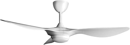 reiga 52 Inch Smart White Ceiling Fan with Light and Remote, ETL Listed Quiet DC Motor 3 Blade Indoor Outdoor Ceiling Fans for Bedroom Living Room Patios
