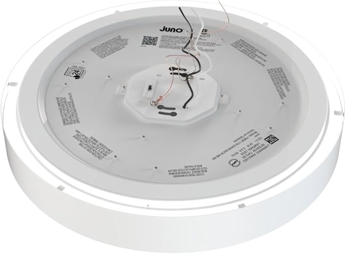 Juno 17 Inch Round LED Flush Mount Ceiling Light, Solana Series Low Profile Modern Ceiling Light Fixture, 5-in-1 Switchable White Color Temperature, Dimmable, Matte White
