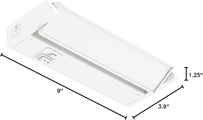 GETINLIGHT 9-inch Swivel LED Under Cabinet Lights, Glass Lens, Selectable White 2700K/4000K/5000K, Dimmable with Wall Dimmers, White Finish, IN-0202-0-WH