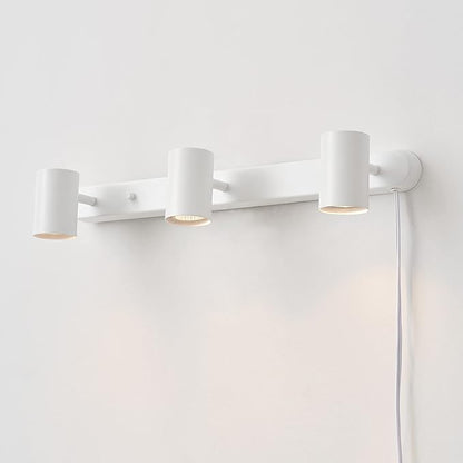 Globe Electric 60024 3-Light Plug-in Track Lighting, Adjustable Heads, Matte White Finish, 22-inch, 15-Foot Cord with in-Line Switch, Compatible with GU10 Base Bulbs (Sold Separately)