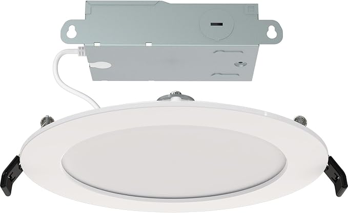 RAB Lighting WFRL-Field-Adjustable Edge-Lit LED Downlight-Canless Wafer Design-Black/White Trim-5CCT Selectable 2700K-5000K-90 CRI-Wet Rated/Dimmable for Modern Ceilings (WFR34-6/BP -12 Pack)
