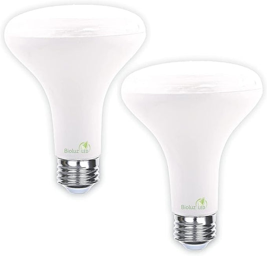 Bioluz LED Grow Light Bulbs, Full Spectrum 3000K BR30 Floodlight Bulbs for Indoor Plants, 9W, Low Heat & Energy Efficient, 2-Pack