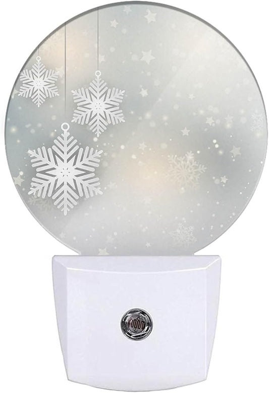 EKOBLA Snowflake Plug-in Night Light, Christmas Star & Winter Pattern LED Nightlight, 0.5W Sleep Friendly for Xmas Gift