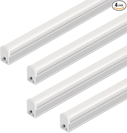 4-Pack LED Shop Lights 4FT, 20W, 6500K 2200LM, T5 Linkable Utility Fixtures for Under-Cabinet Lighting, Kitchen, Garage, Basement, and Workshop Lighting, Easy Installation, Plug & Play