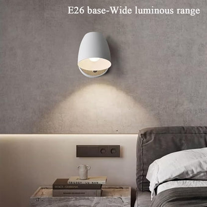 White Wall Lights for Bedroom,Modern Wood Wall Sconces Hardwired with 350°Rotation Metal Shade,E26 Wall Lamp with Switch for Living Room,Nightstand,Dining Room,Hallway,Corner,Stairway,Wall Decor