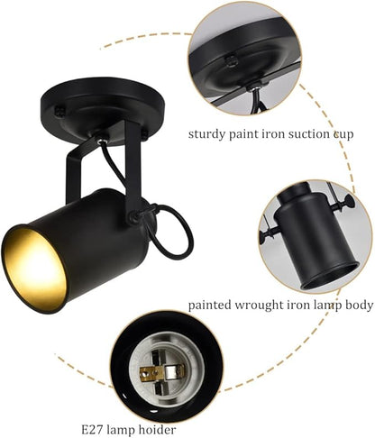 Ceiling Spotlight LED Black Modern Industrial Ceiling Light/Wall Lamp Adjustable Angle Indoor Decor Chandelier for Living Room Bedroom Shop Illumination COB Bulb 5W Warm Light