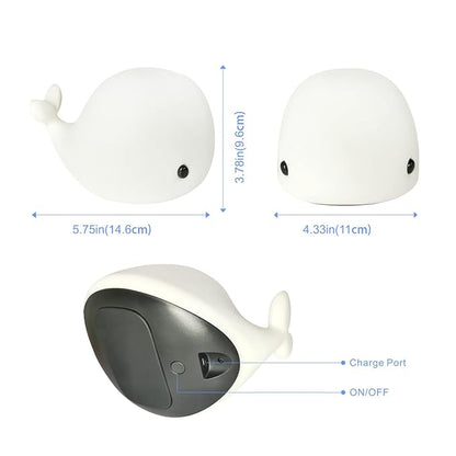 Night Light for Kids, Cute Silicone Nursery Dolphin Lamp for Baby and Toddler, Animal NightLight for Bedroom, Squishy Night Lamp for Kids Room (Dolphin)
